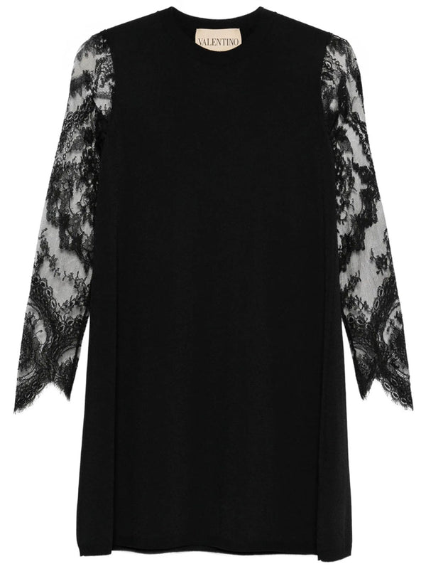 Lace-Sleeve Mini Dress