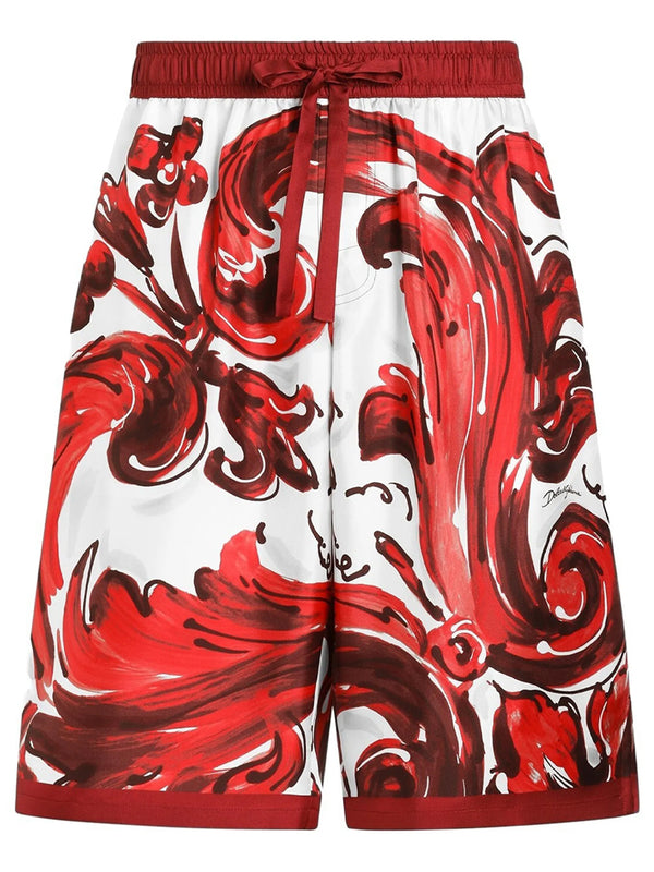 Vanity Bermuda Shorts In Majolica-Print Silk Twill