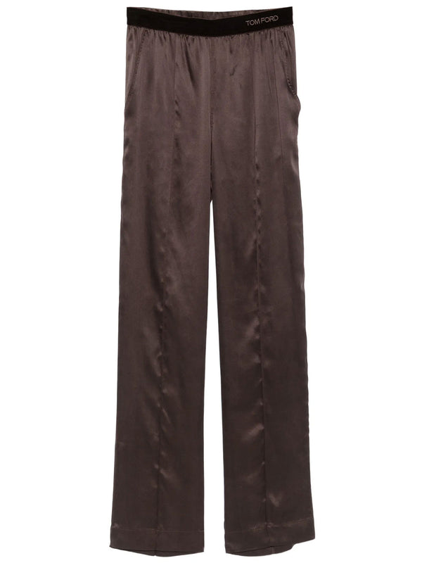 Peach-Feel Silk Satin Pj Pants