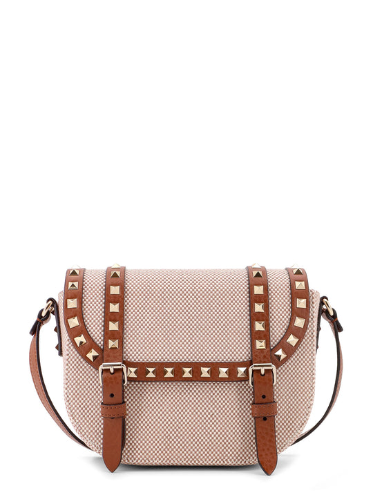 Messenger Rockstud Fabric And Leather Shoulder Bag
