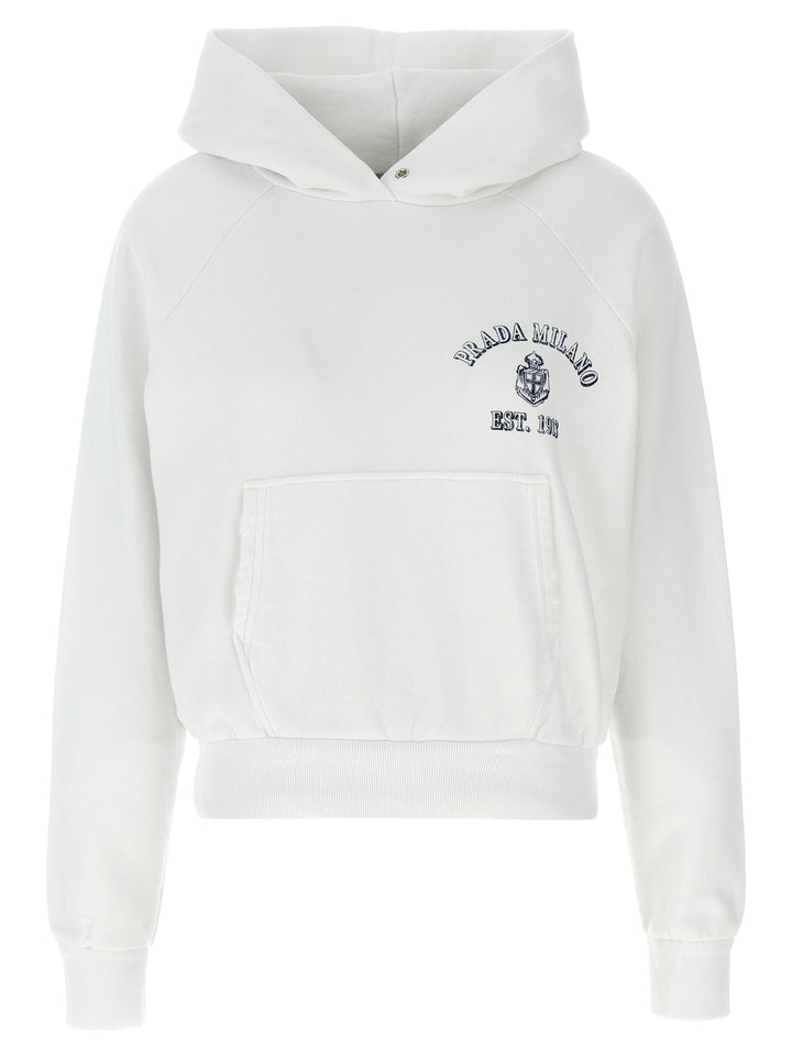 Prada Vintage Hoodie Sweatshirt - White | 24941a6a6e738b89dbf904381c35e65bb7ca2104