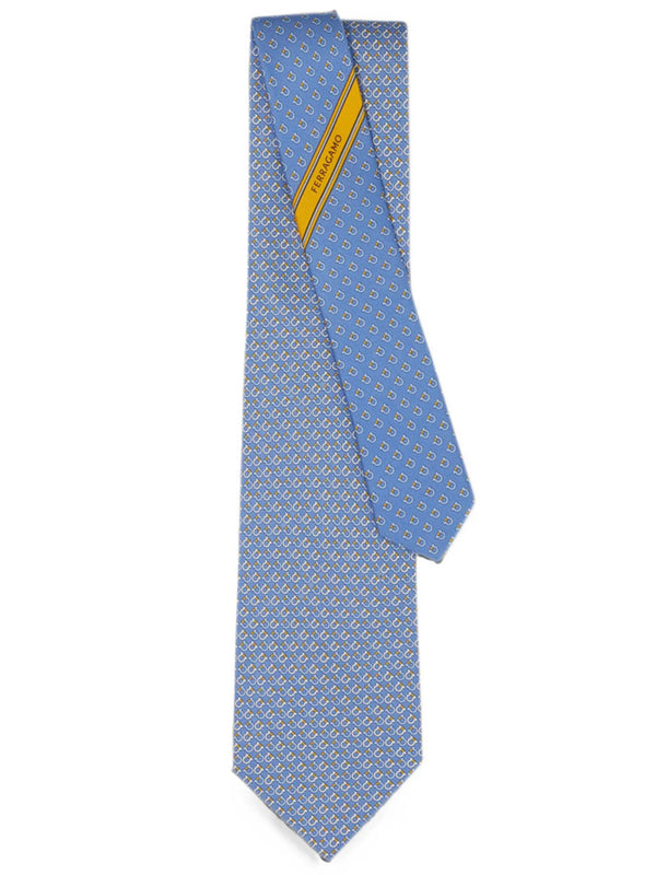 Square Gancini Print Silk Tie