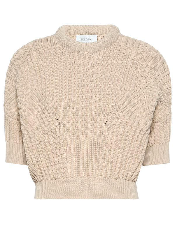 Cotton Blend Sweater With Sunburst Pattern