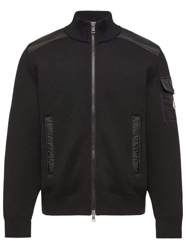 Padded Wool Zip-Up Cardigan