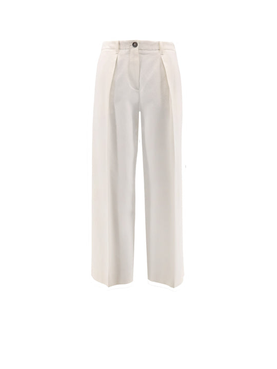 Cotton And Wool Trousers With Adjustable Drawstring