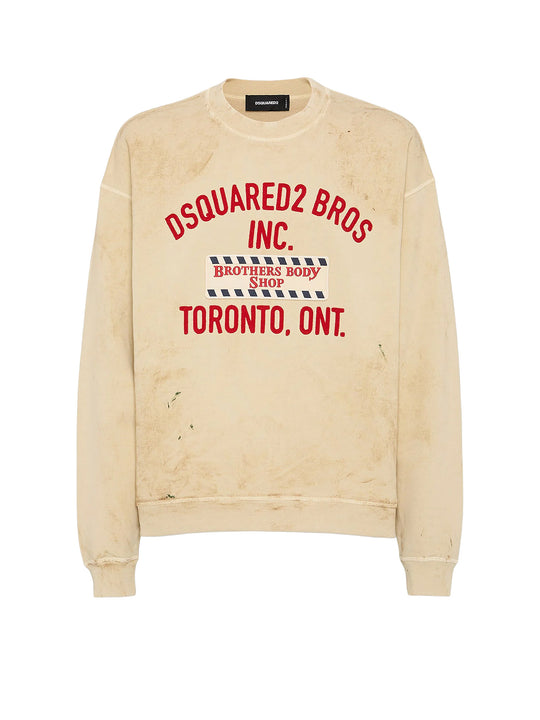 Cotton Sweatshirt With Distressed Effect