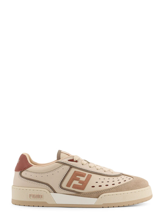 Fendi Match Leather Sneakers With Suede Inserts