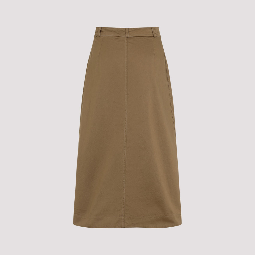 Cotton Midi Skirt Skirts Brown