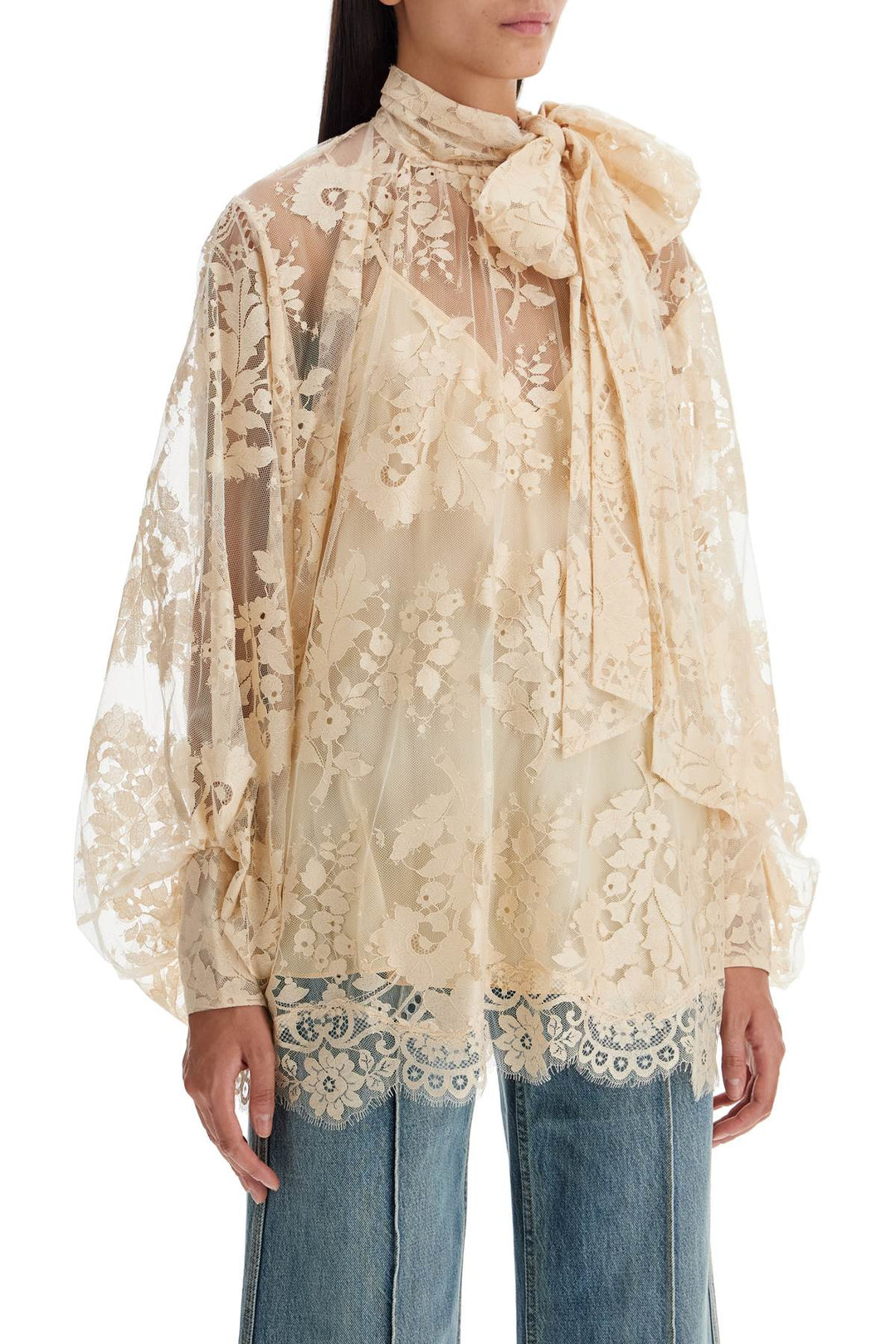 Of Lace Blouse With Floral Pattern