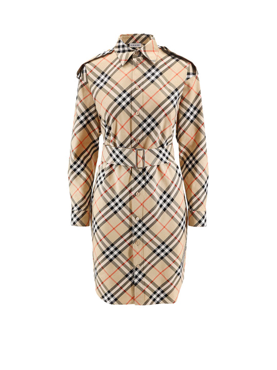 Chemisier Cotton Short Dress With Check Print