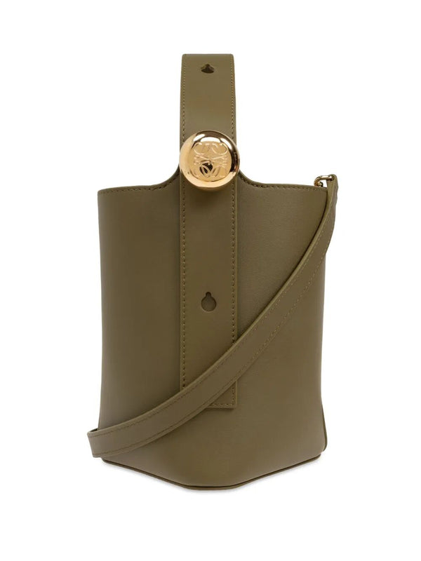 Smooth Leather Mini Pebble Bucket Bag