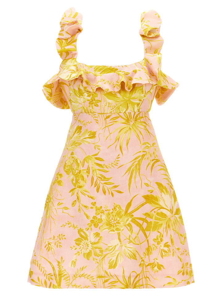 Golden Ruffle Dresses Pink