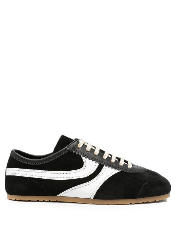 Suede Sneakers With Leather Inserts