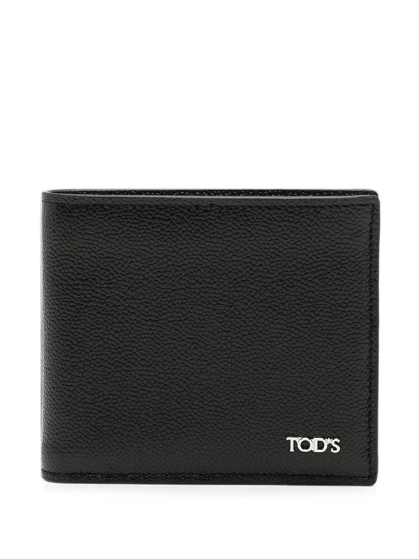 Logo Plaque Grained Leather Bi-Fold Wallet