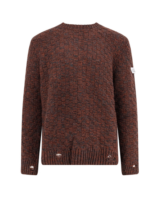 Wool Blend Sweater With Distressed Effect