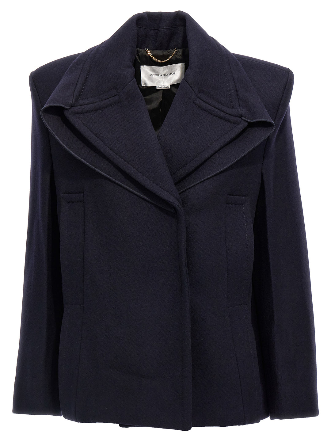 Pointed Shoulder Coats, Trench Coats Blue