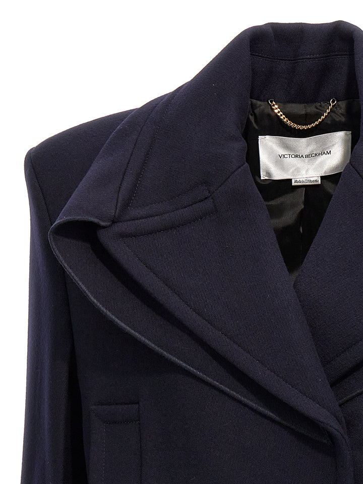 Pointed Shoulder Coats, Trench Coats Blue