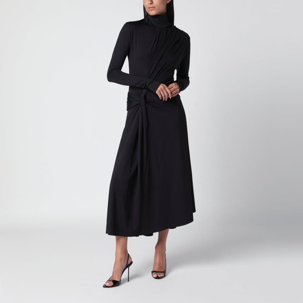 Black Asymmetrical Dress With High Neck