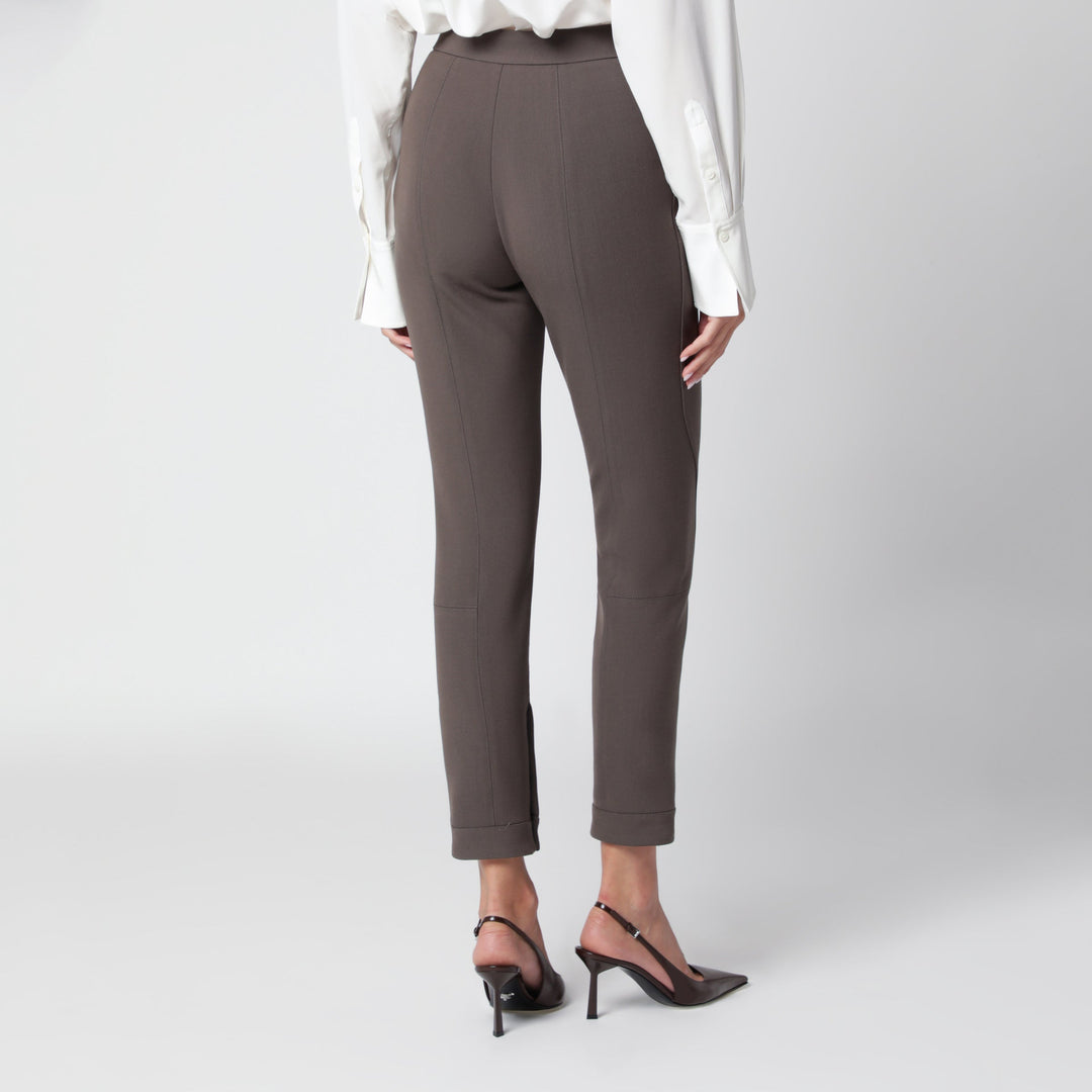 Victoria Beckham Khaki Virgin Wool-Blend Trousers