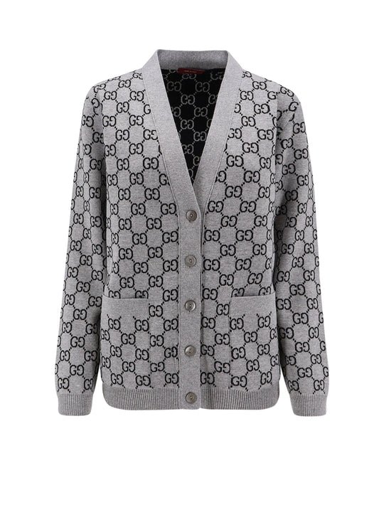 Reversible Wool Cardigan With Gg Motif
