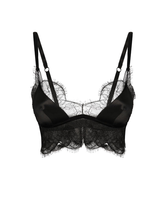 Silk Bra With Lace Inserts