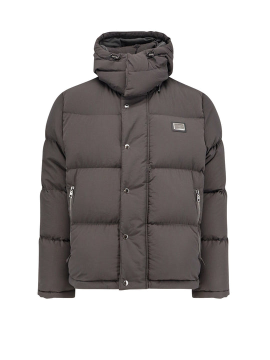 Nylon Hooded Down Jacket