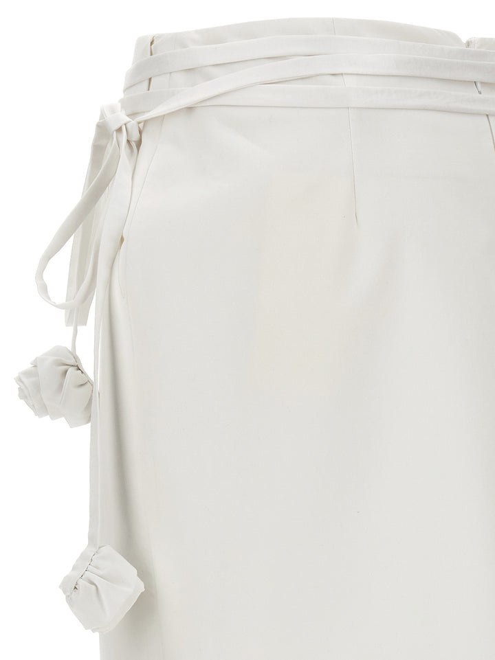 Floral Details Longuette Skirt Skirts White