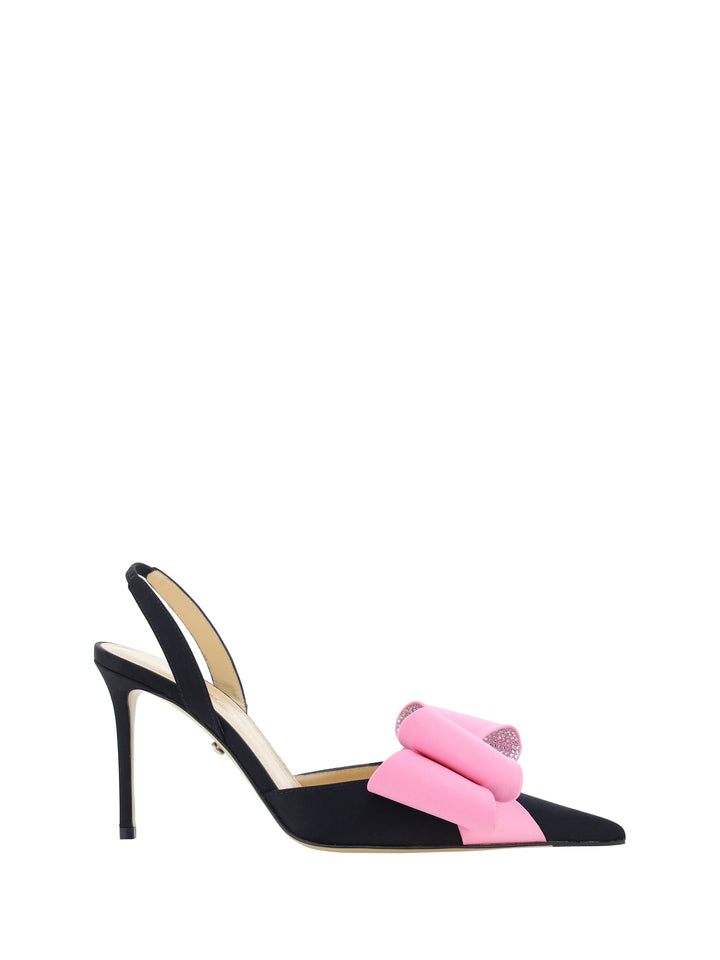 LE CADEAU PINK SATIN SLINGBACK PUMPS (95