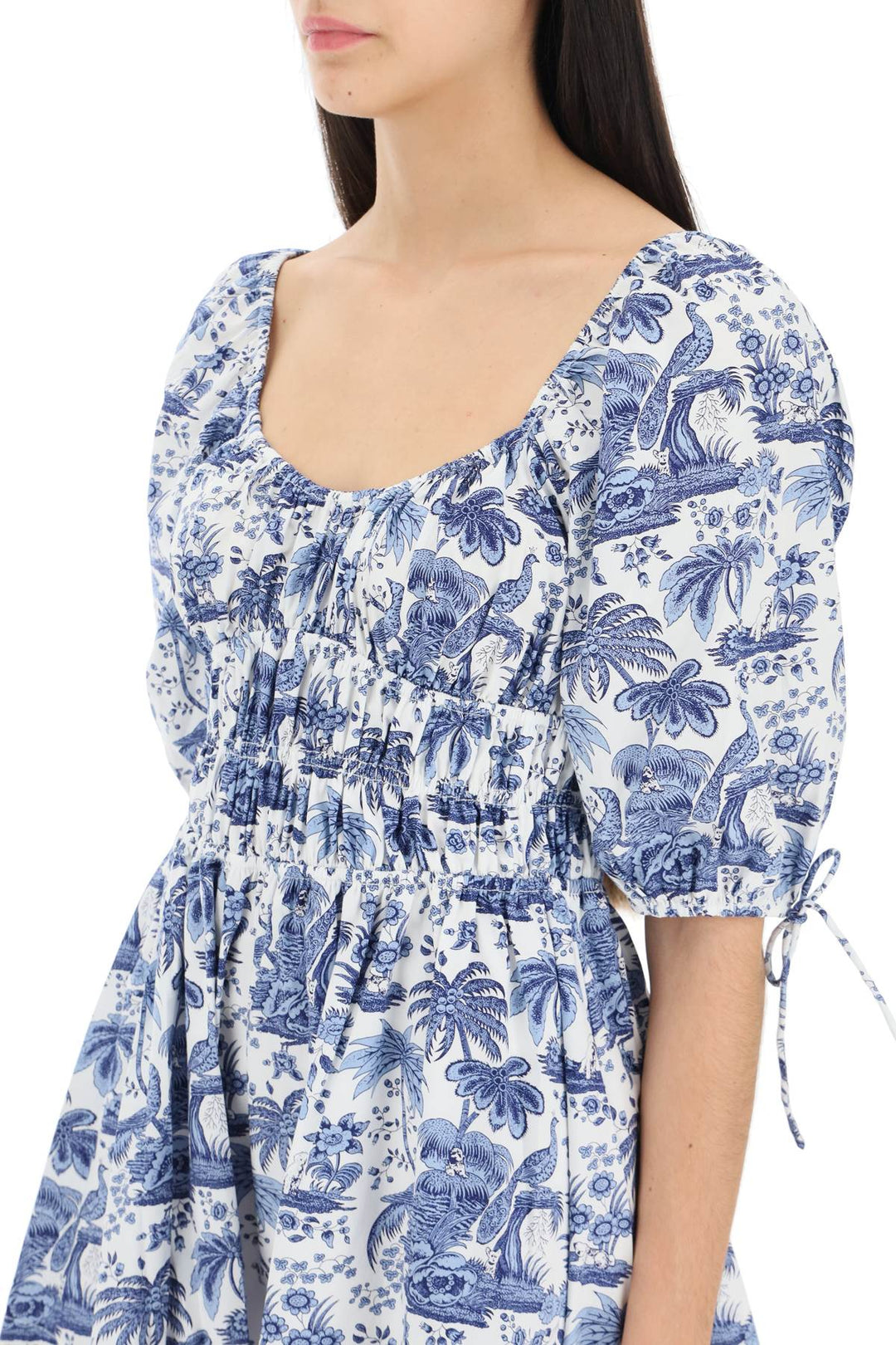 'Faye' Toile De Jouy Mini Cotton Dress