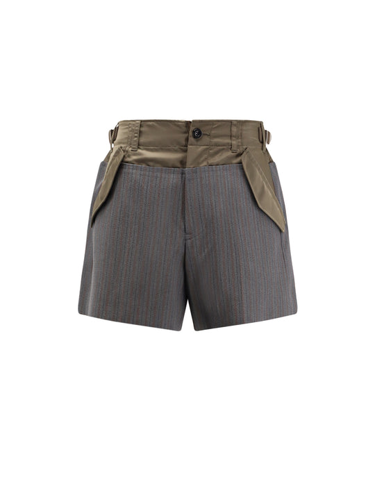 Wool Shorts With Nylon Details