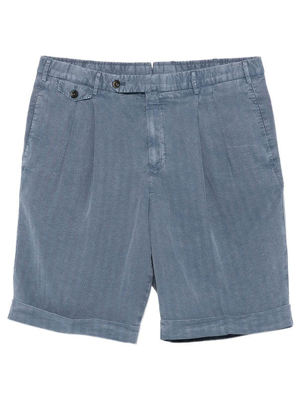 Linen Blend Pleated Shorts