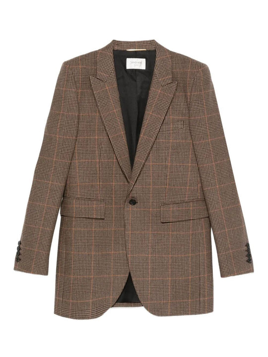 Checked Single-Breasted Blazer