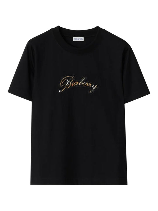 Check Cursive Logo Cotton T-Shirt