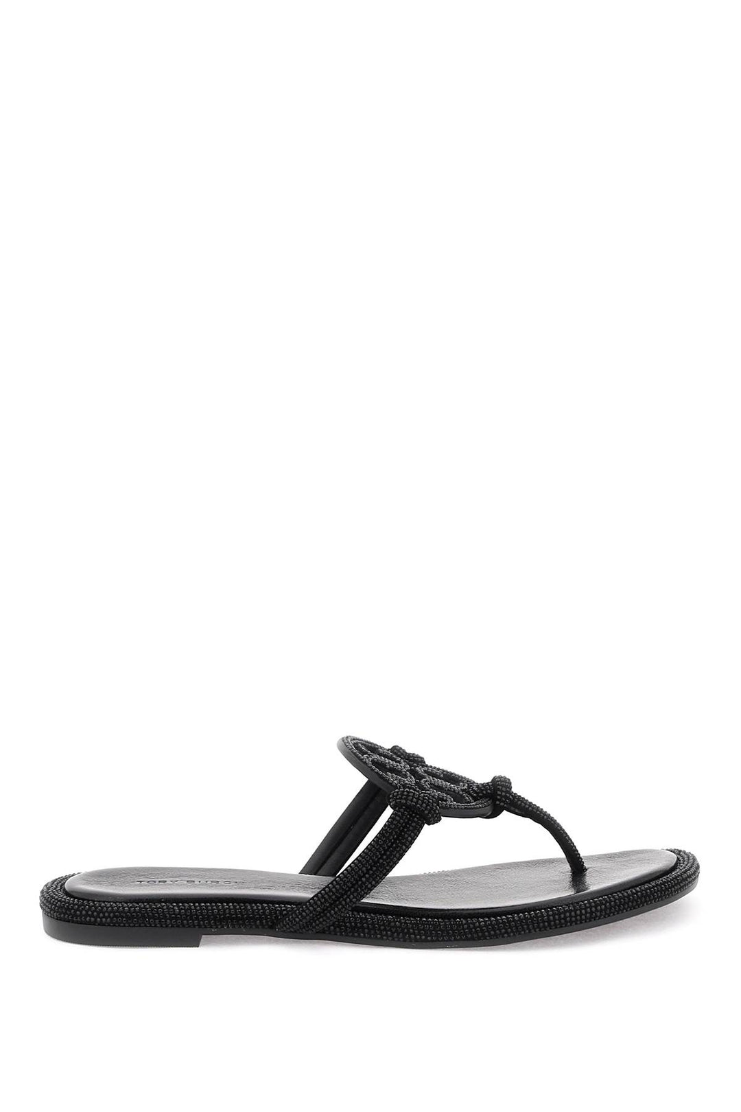 Pavé Leather Thong Sandals