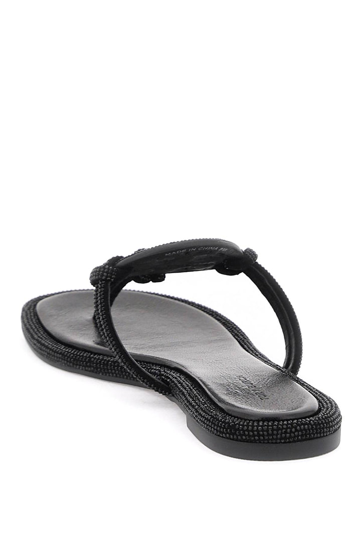 Pavé Leather Thong Sandals