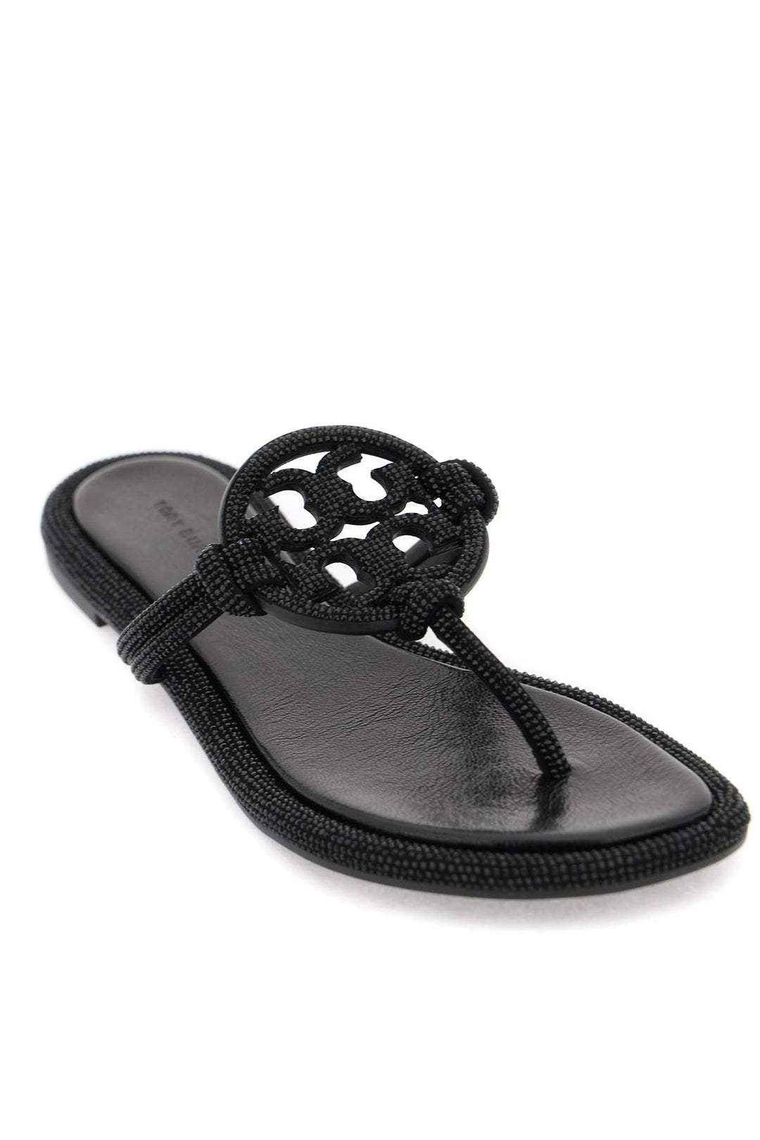 Pavé Leather Thong Sandals