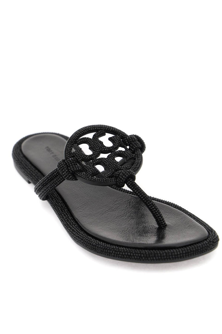 Pavé Leather Thong Sandals