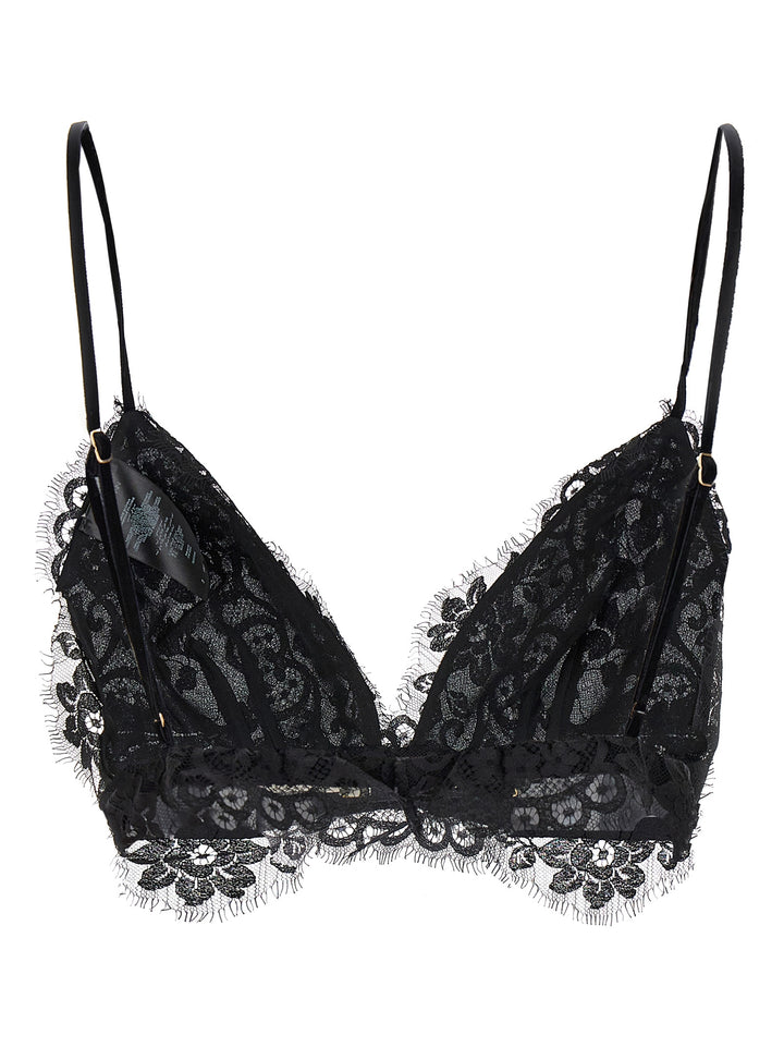 Illustration Lace Bralette Tops Black