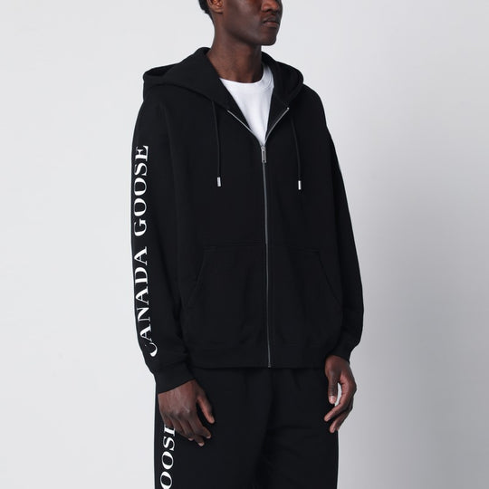 Black Zip-Up Sweatshirt With Logo