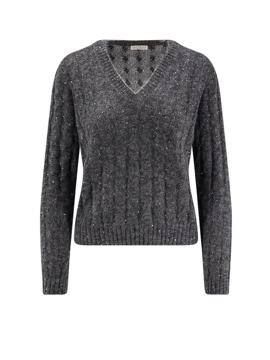 Wool Blend Sweater With All-Over Sequins