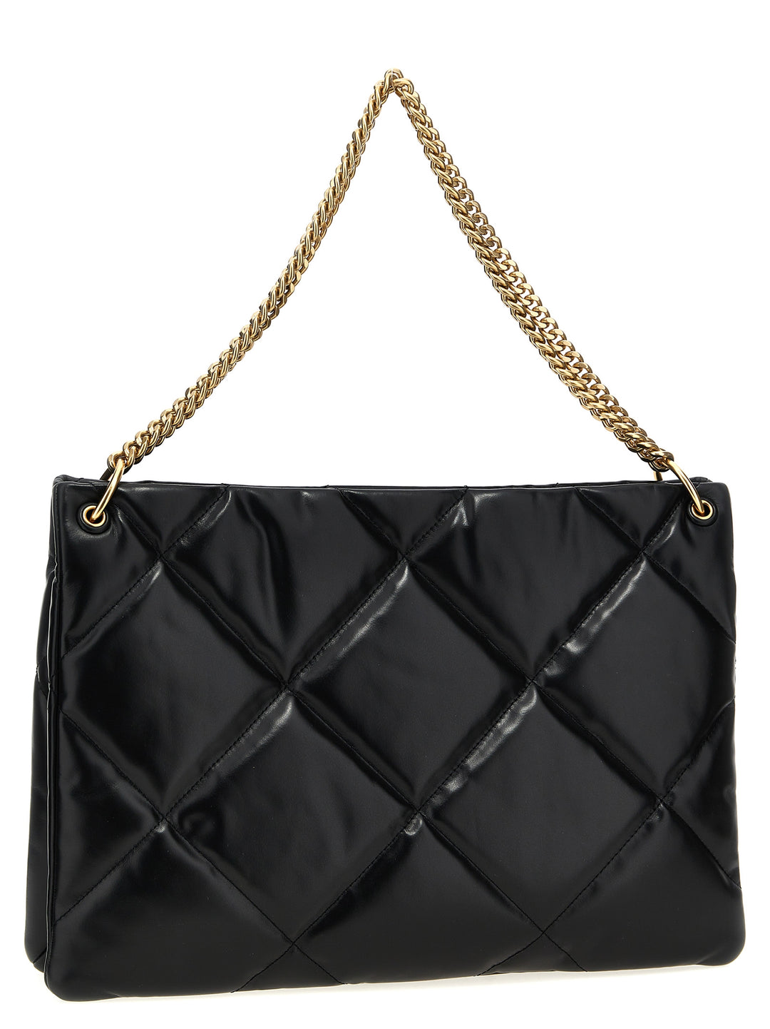 Kira Diamond Quilt Hobo Tote Bag Black