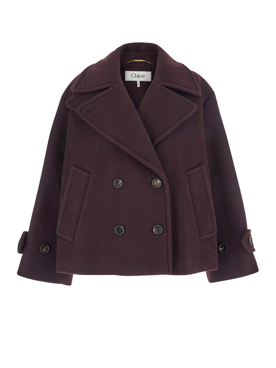 Double-Breasted Wool Blend Peacoat