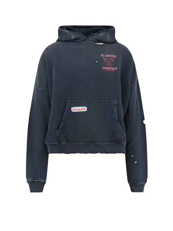 Paly Cotton Sweatshirt With Destroyed Effect