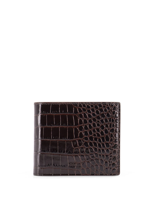Crocodile-Print Leather Wallet