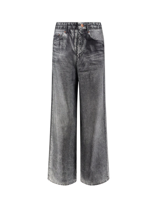 Silk Trousers With Denim Effect