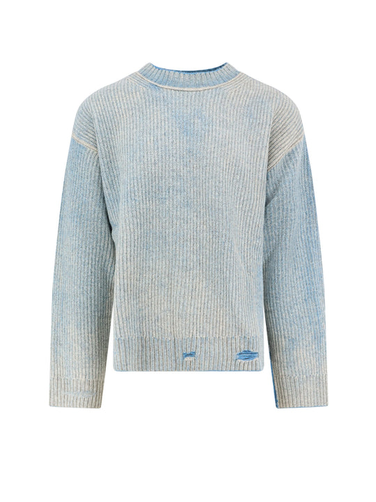 Reversible Wool Sweater With Distressed Effect