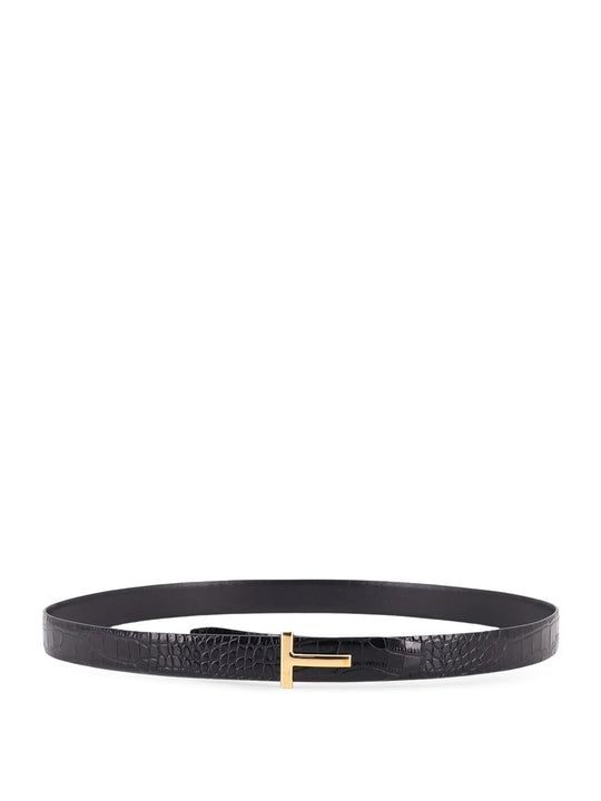 Reversible Leather Belt With Crocodile-Print