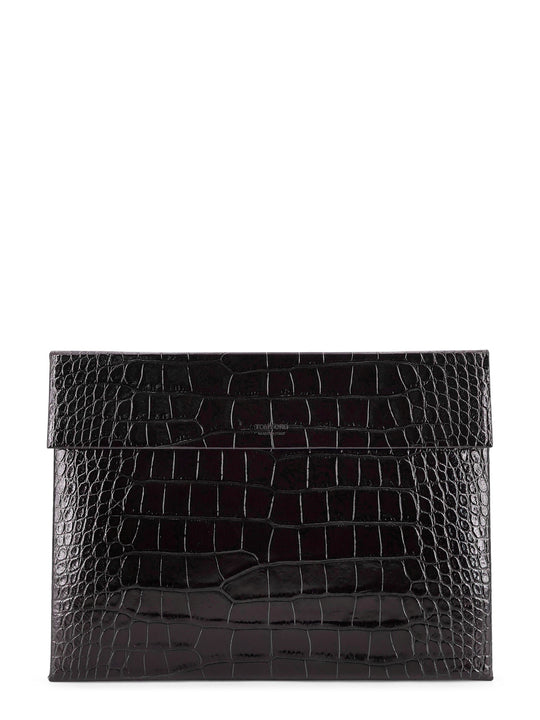 Crocodile-Print Leather Document Holder