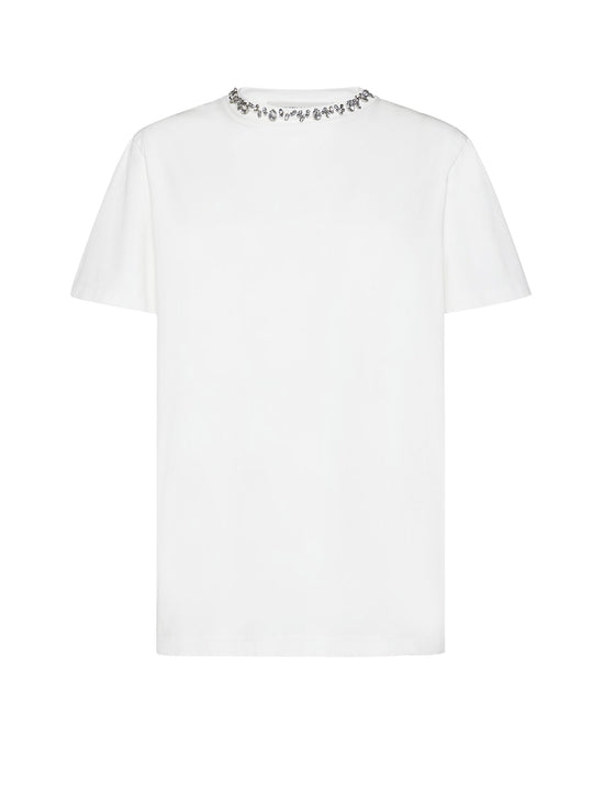 Cotton T-Shirt With Rhinestones