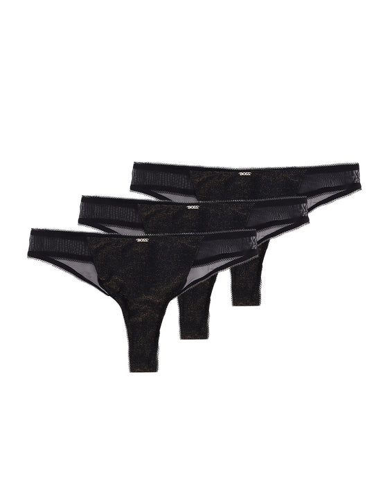 Lurex Thong Tripack With Lace Trim